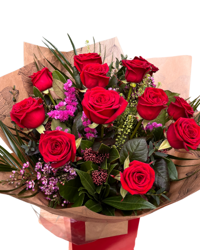 For My Sweetheart - 12 luxury red roses and fabulous foliage are all you need to make a grand romantic gesture to your sweetheart.