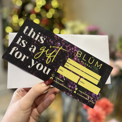 Gift Voucher - A pick-your-own pass! A fill-your-vase-up fund! A bloom-bank! 

BLÜM Floral gift vouchers are the perfect way to treat someone special.

Redeemable within 3 months and valid on all in-store purchases (excluding wedding and funeral orders).