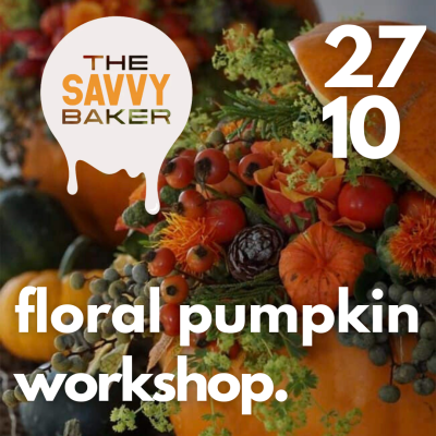 Halloween Floral Pumpkin Workshop - Join us on Monday 27th October, 6–8pm for the ultimate cosy-season creative night at The Savvy Baker Chesterfield.